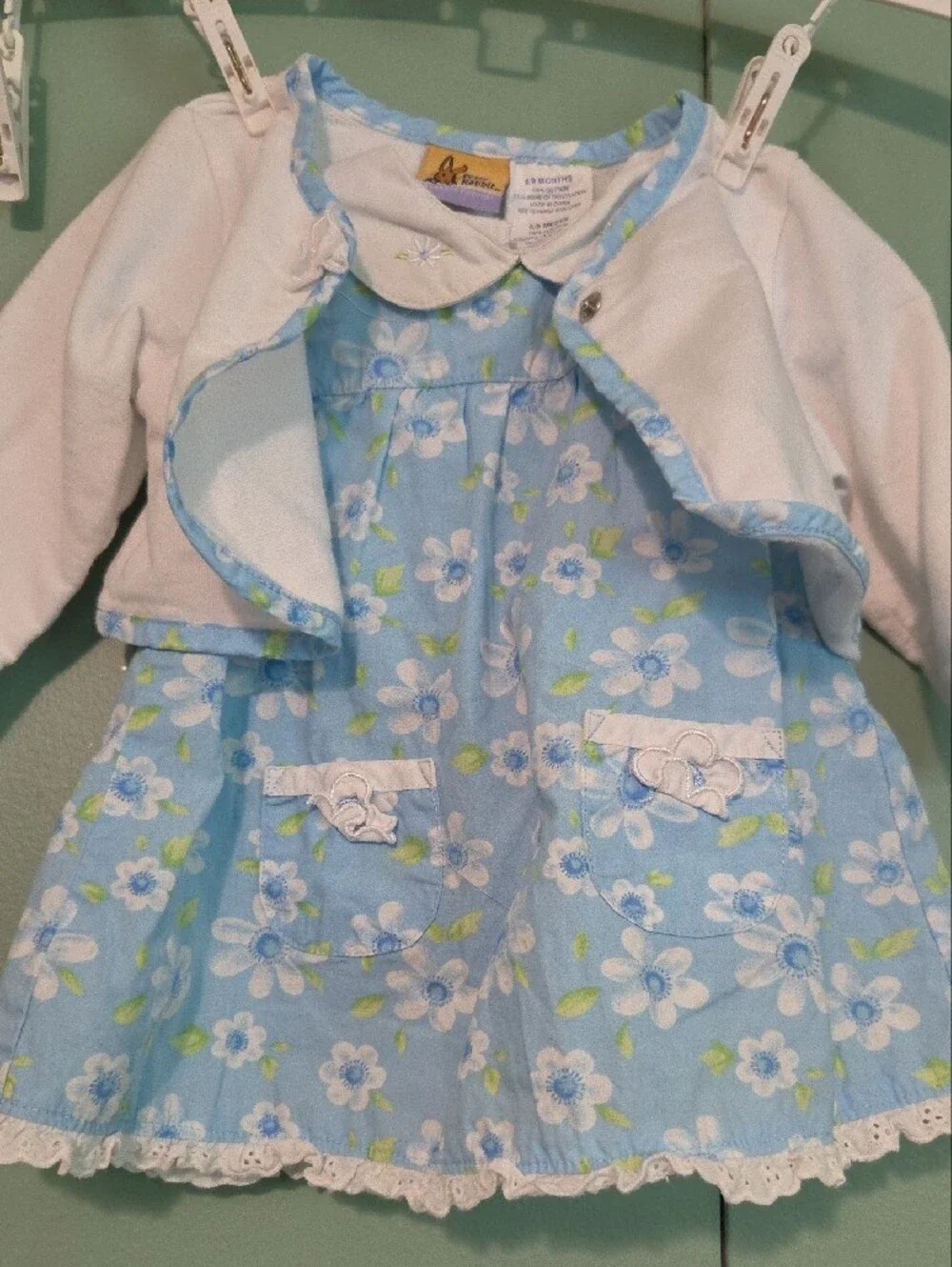 Nwot Peter Rabbit White And Blue Floral Outfit 3pc 6 To 9m